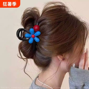 适合发量少的夹子抓夹发夹饱满后脑勺鲨鱼夹高级感半扎头饰发卡女