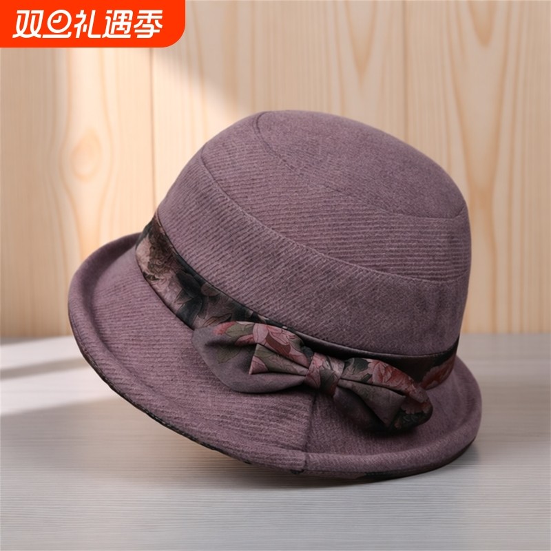 妈妈帽子2025新款秋冬季高级感时髦洋气盆帽中老年女士时尚渔夫帽