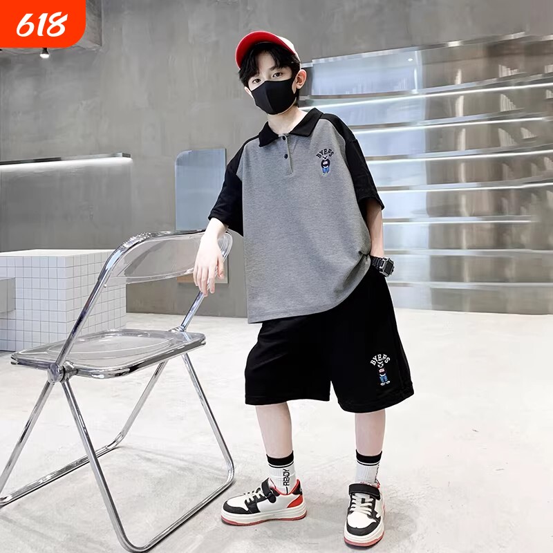 男童夏装套装2026新款男孩中大儿童夏季短袖POLO衫运动帅气时髦潮