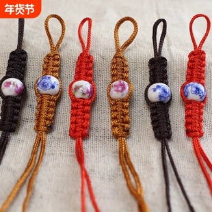 茶壶绳系壶绳手工编制茶壶盖绳子线紫砂壶绳子绳壶盖绳绑壶红绳