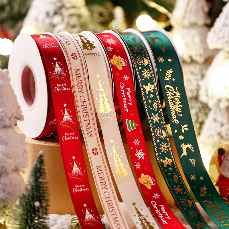 圣诞丝带装饰鲜花蛋糕包礼物礼品手工DIY蝴蝶结缎带红色绿色红绿