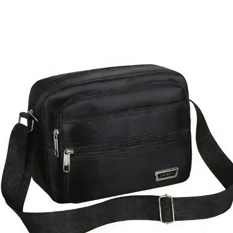 六层拉链斜挎包 男士防水尼龙单肩包 可折叠休闲男包