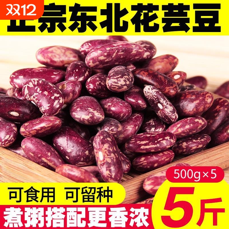 东北紫花芸豆25年新货农家熬煮大碴粥饭豆五谷杂粮特产新鲜红腰豆