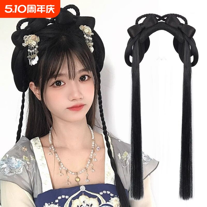 汉服头饰假发女一体式发箍软发髻古装配饰盘发古风发包发饰模特