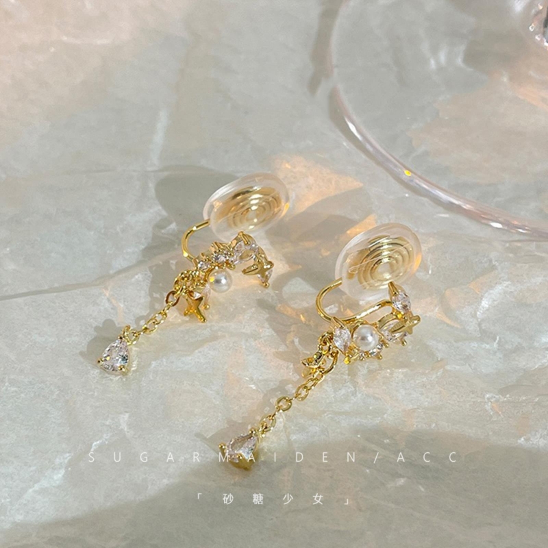 月亮珍珠耳环珍珠925气质女