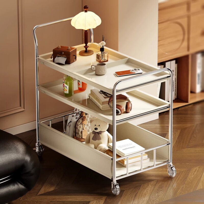 厨房置物架可移动小推车收纳置物架客厅沙发边几茶几零食储物架子