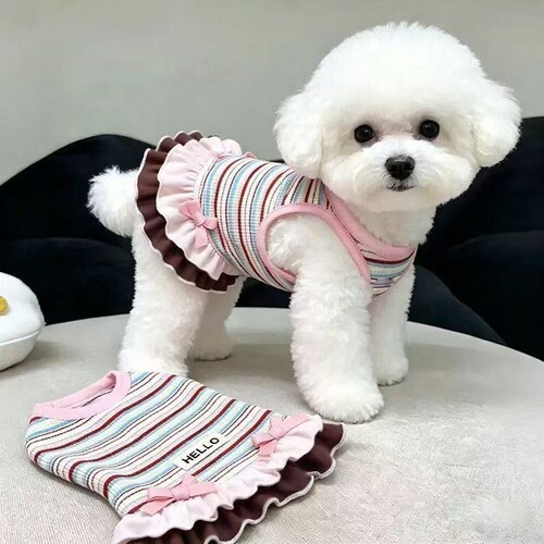 狗狗衣服夏季薄款彩虹条