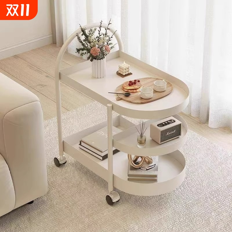 风沙发边几现代简约客厅小茶几可移动小推车置物架收纳床边多层