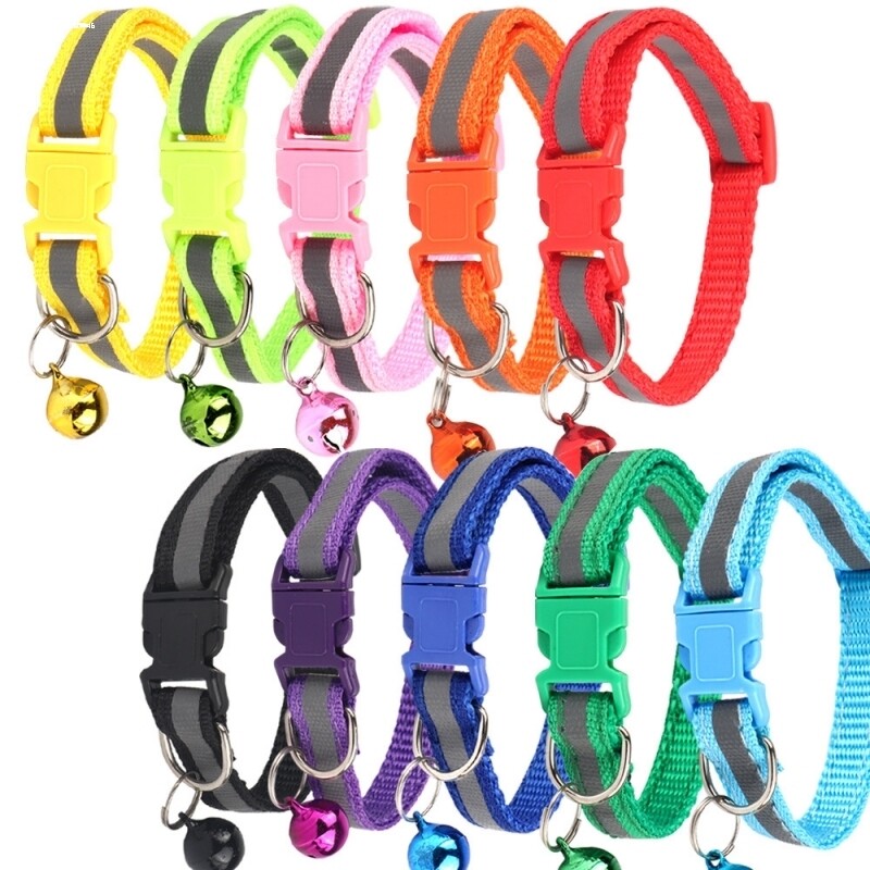 宠物反光项圈猫狗通用铃铛项圈可调节脖圈防丢小型反光颈圈装饰品