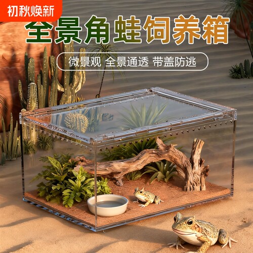爬宠饲养缸透气透明乌龟寄居蟹爬宠箱客厅生态造景带盖角蛙庭院