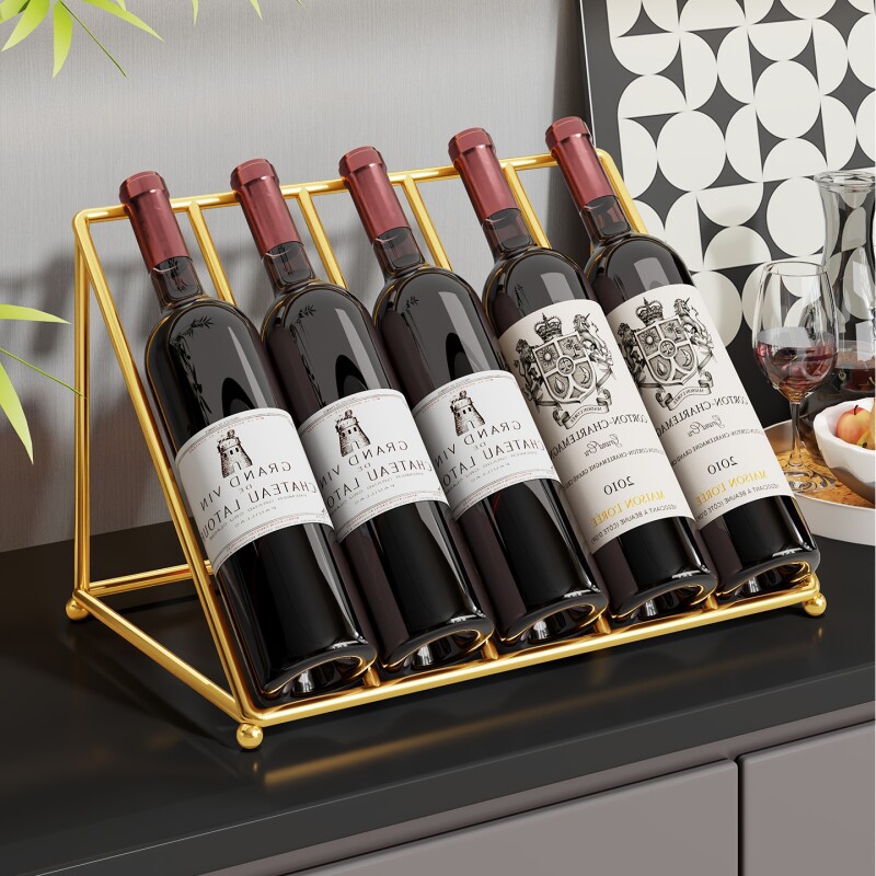 家用红酒架摆件酒柜酒瓶架装饰创意轻奢高档红酒架子红酒斜放层架