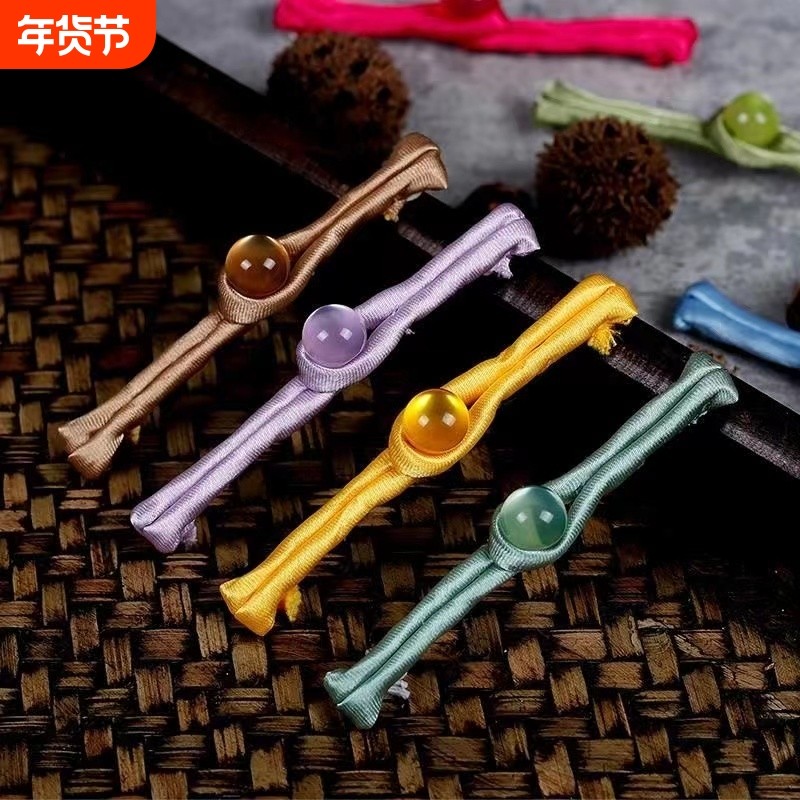 旗袍盘扣玉珠玉石一字扣民国风装饰纽扣手工编织中国风扣子精致