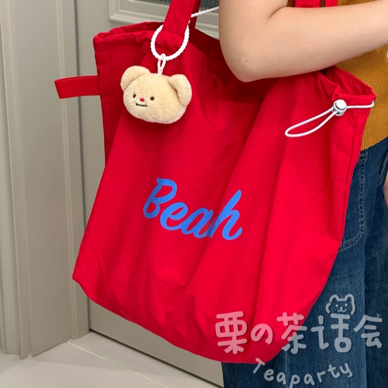 旅游轻便红色单肩包包女日系学生党通勤托特包大容量帆布袋手提