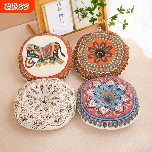 棉麻圆形椅子坐垫双面阳台飘窗榻榻米地板垫透气居家用波西米亚风