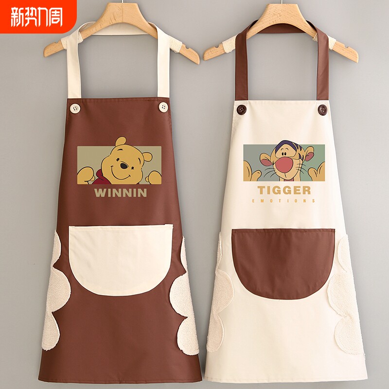 时尚卡通围裙防水防油家用厨房工作服餐饮专用上班做饭围腰大人女