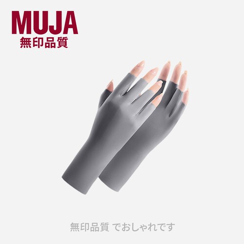 无印MUJA半指防晒手套女夏季薄款冰丝透气开车骑行美甲手护露指