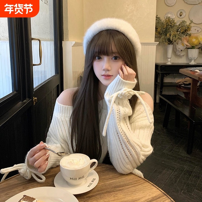 2025新款毛绒绒兔毛白色贝雷帽子女冬季氛围感大头围显脸小画家帽