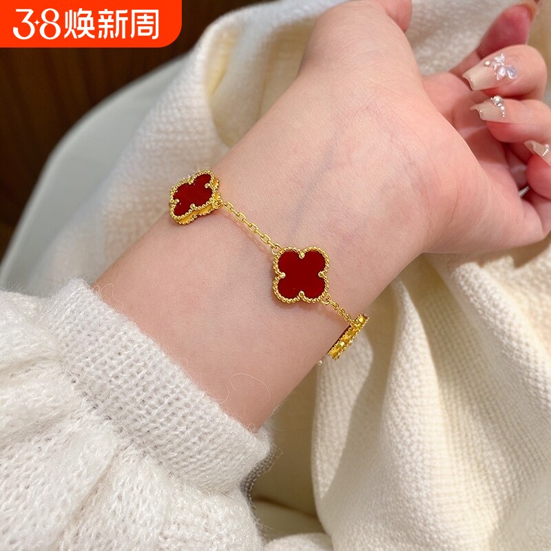 时尚双面四叶草项链女大气锁骨链吊坠轻奢时尚气质钛钢闺蜜高级感