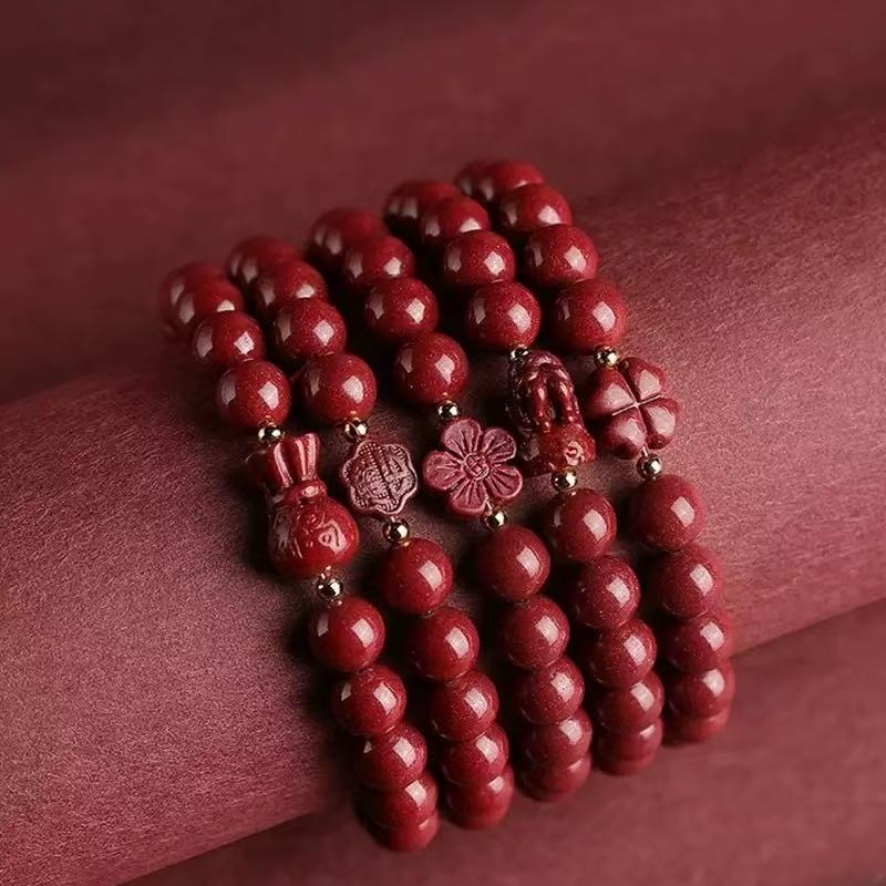 oein朱砂紫金砂玫瑰花本命佛朱砂手链钱袋本命年貔貅手链如意手串