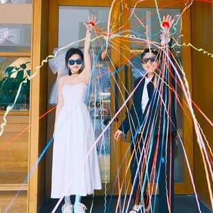 跨年手抛彩带订婚拍照道具结婚接亲婚礼花小游戏领证庆氛围感生日