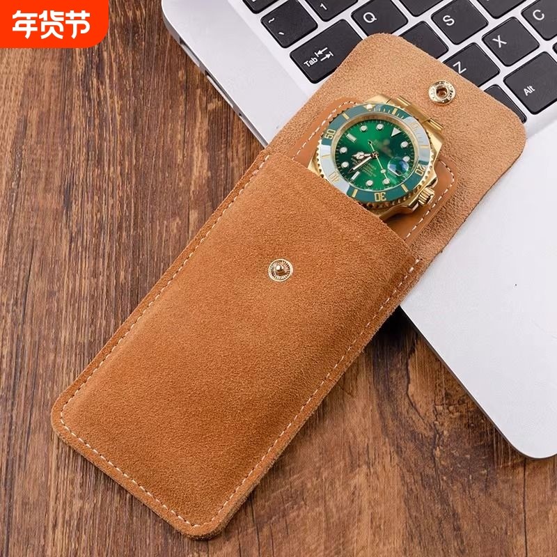 2025年新款墨绿创意按扣手表收纳袋随身便携手表保护收纳扣包袋,收纳整理,手表收纳盒/架/套,淘宝优惠券,粉丝福利购,淘宝优惠卷