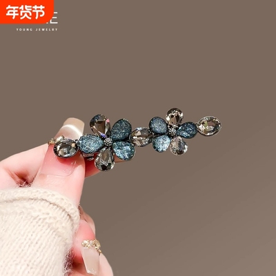 饰夹脑约复头勺简国质晶发弹韩朵气后花水古簧夹妈妈发卡刘海顶夹