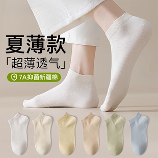 白色袜子女夏季 短袜2026新款 爆款 纯棉女士无骨防臭黑色船袜 薄款