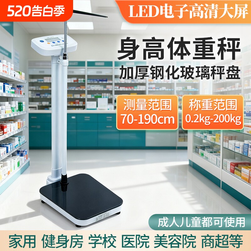 身高体重测量仪医院体检电子称幼儿园儿童秤一体机精准家用称重