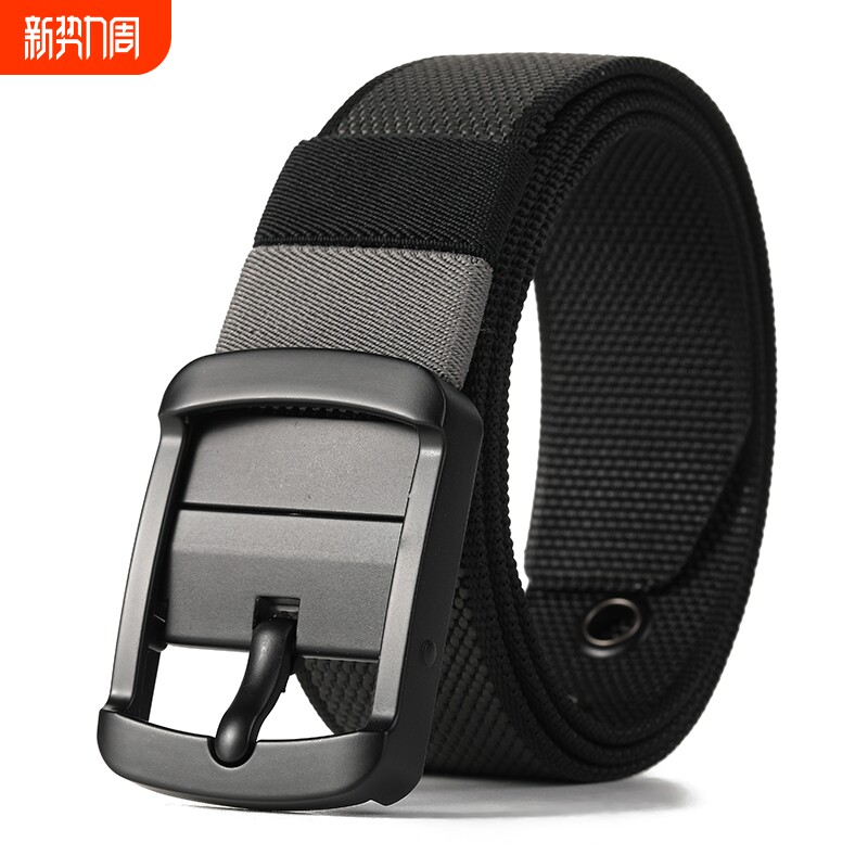 加厚双面尼龙皮带男士休闲旋转针扣帆布腰带百搭工装牛仔裤裤带潮