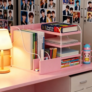 桌面置物架办公桌文件收纳筐书桌多层书架工位分层小型架子整理架