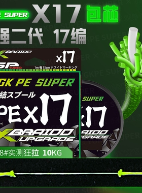 日本进口新款X17编PE线路亚主线超耐磨包芯海钓打黑鱼线强拉力