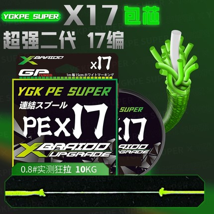 日本进口新款X17编PE线路亚主线超耐磨包芯海钓打黑鱼线强拉力