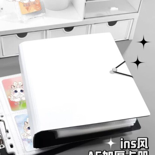 萌猫江之畔A5型纯色咕卡册白色卡册专辑小卡收纳册 四宫格a5相册
