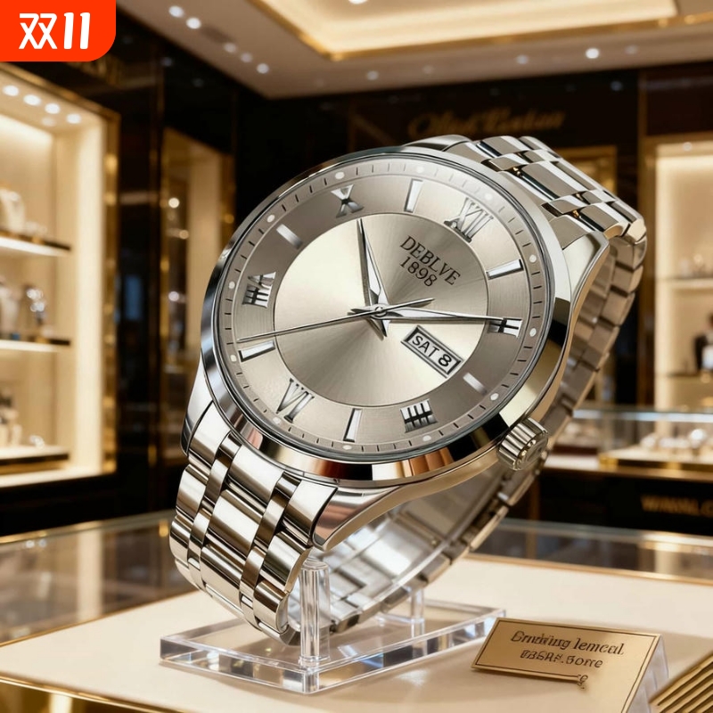 男款手表防水石英腕表高级感男士全自动非机械表正品名牌钢带商务