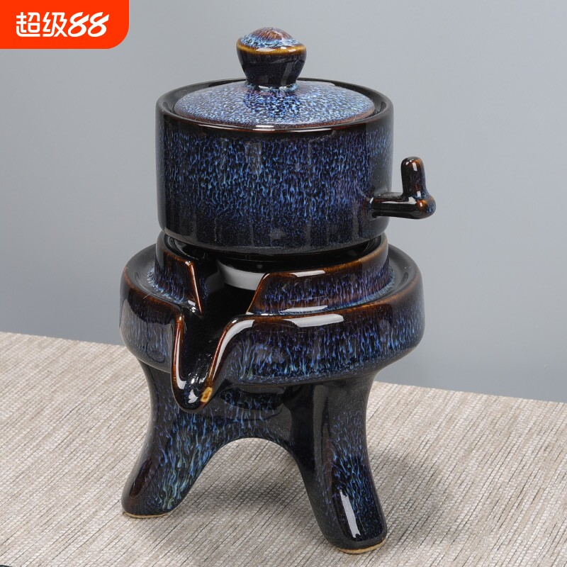 窑变建盏石磨懒人泡茶壶自动功夫茶具套装家用茶杯冲茶器陶瓷图片