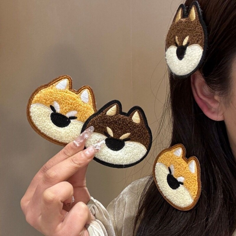 超萌系可爱柴犬无痕魔术贴少女百搭侧边发贴卡通简约刘海发饰发夹