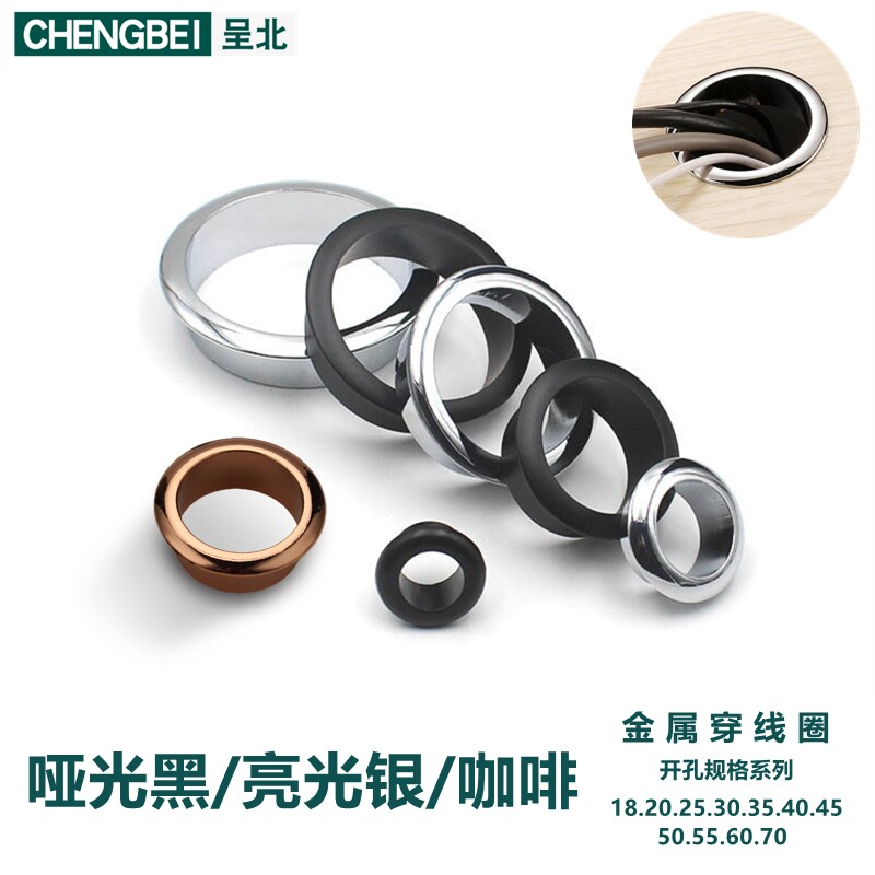 办公桌电脑桌孔洞桌柜书桌走线孔套开孔盖板穿线孔装饰圈金属孔盖