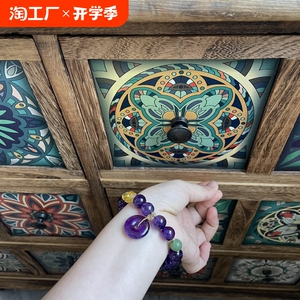 原创款精品11mm紫水品单显手链搭配鲁玉莲花珠紫水品平安扣吊坠
