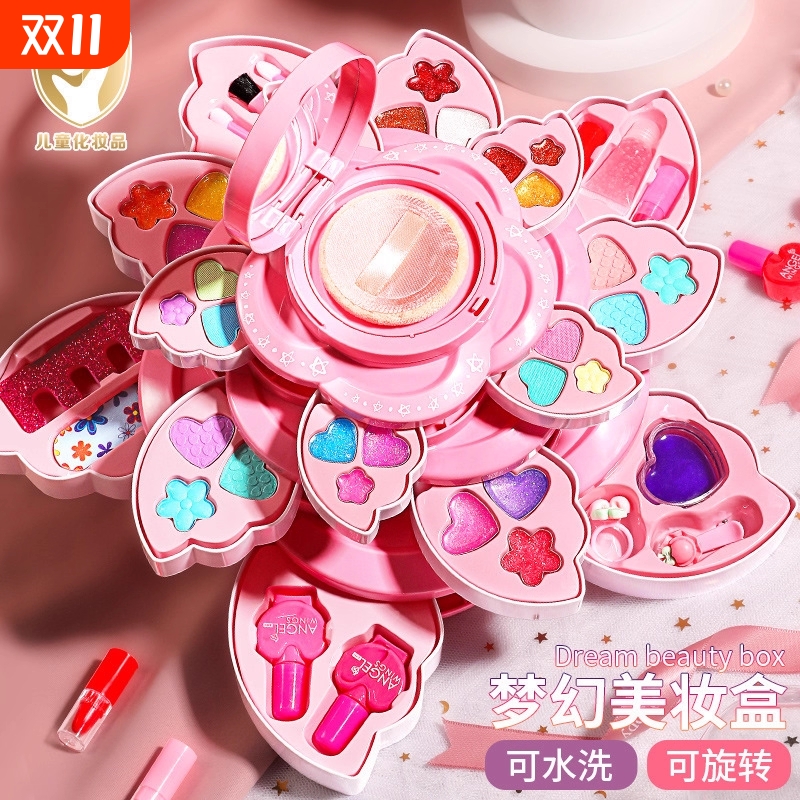 新款儿童化妆玩具套装旋转彩妆盒包女童公主玩具生日礼物可水洗