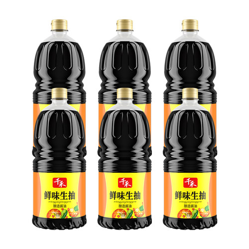 千禾鲜味生抽1.8L*6瓶家用酿造酱油炒菜调味蘸点整箱凉拌配料表