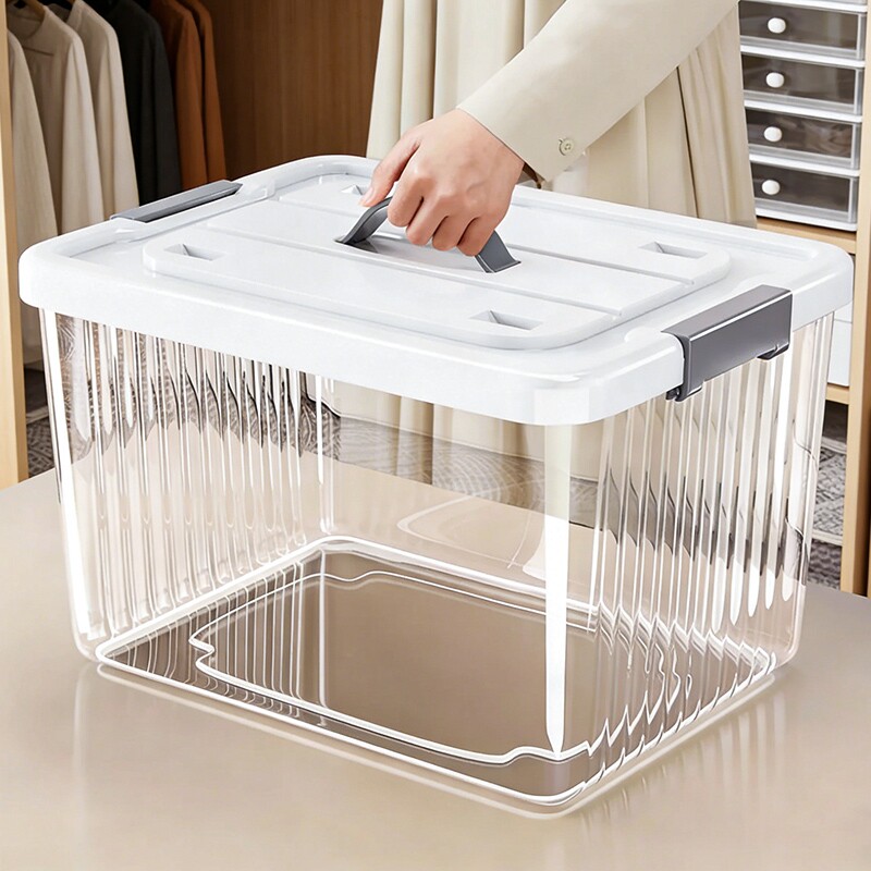 透明收纳箱家用大容量加厚塑料手提整理箱衣服零食玩具杂物储物箱