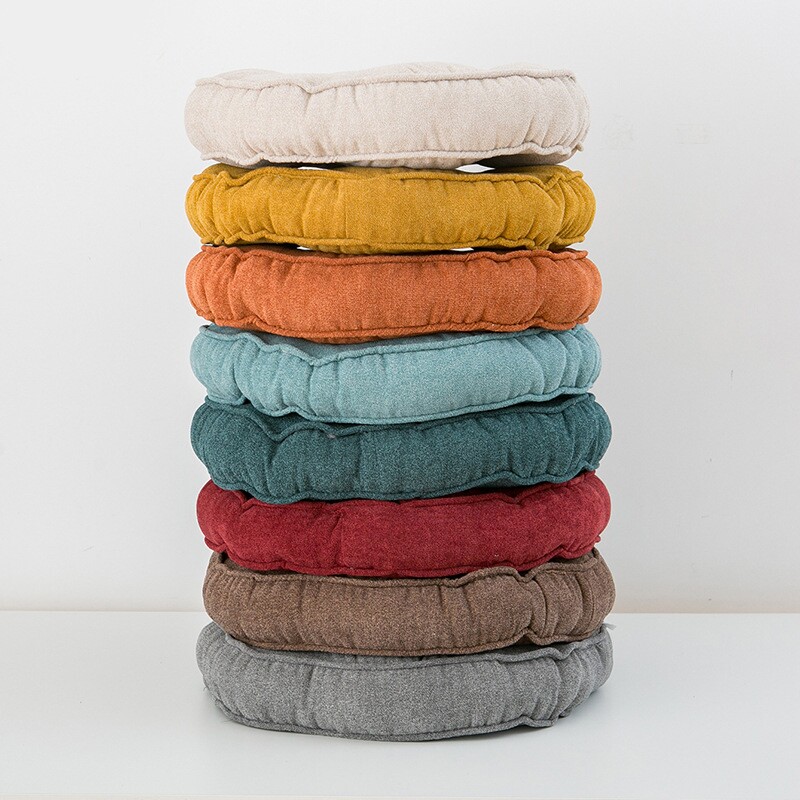 厂家批发北欧加厚圆形椅子坐垫毛绒椅垫纯色办公室学生座垫餐椅垫