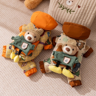 秋冬季涂鸦小熊狗狗衣服加厚保暖四脚棉衣中小型泰迪宠物猫咪服饰