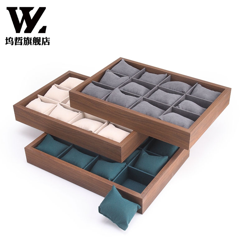 坞哲黑胡桃木色首饰盘工厂直销