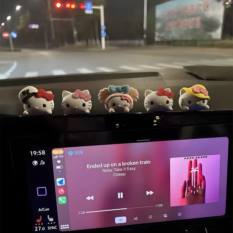 汽车装饰摆件女卡通ky猫车载中控台显示屏车内装饰配件