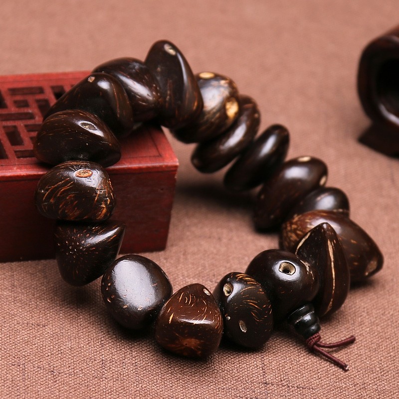 紫金鼠手串原籽前鼠后猫菩提子念佛珠文玩男女手链珠菩提根招财