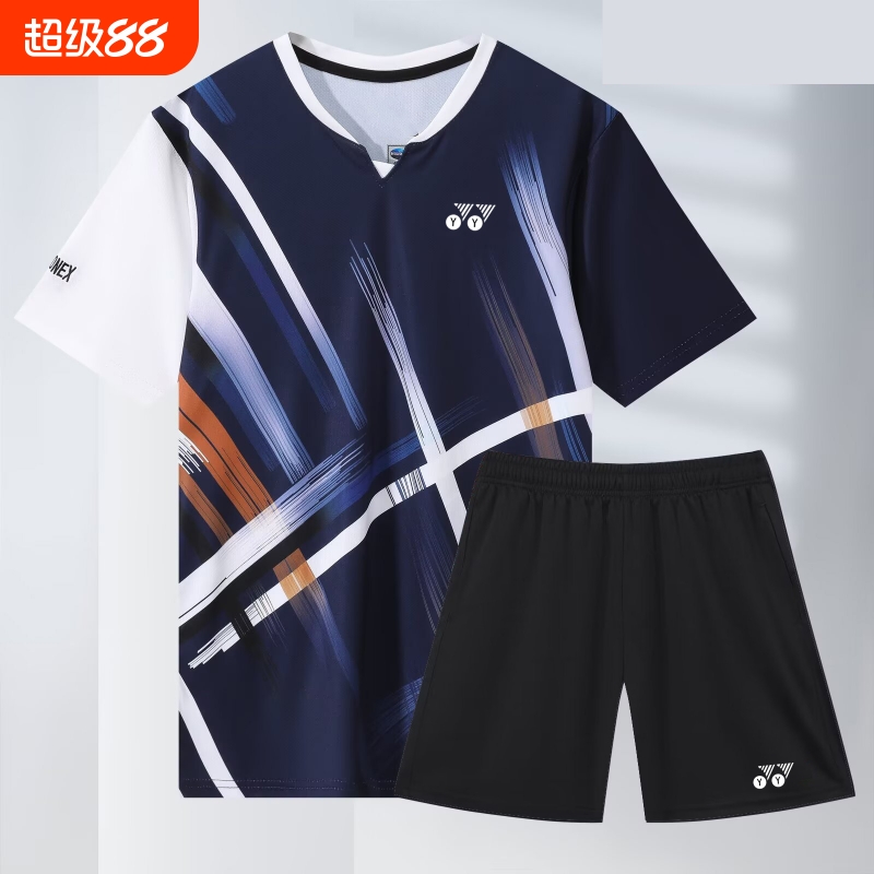 2025新款YY儿童羽毛球服短袖速干球衣男女运动T恤套装乒乓球上衣
