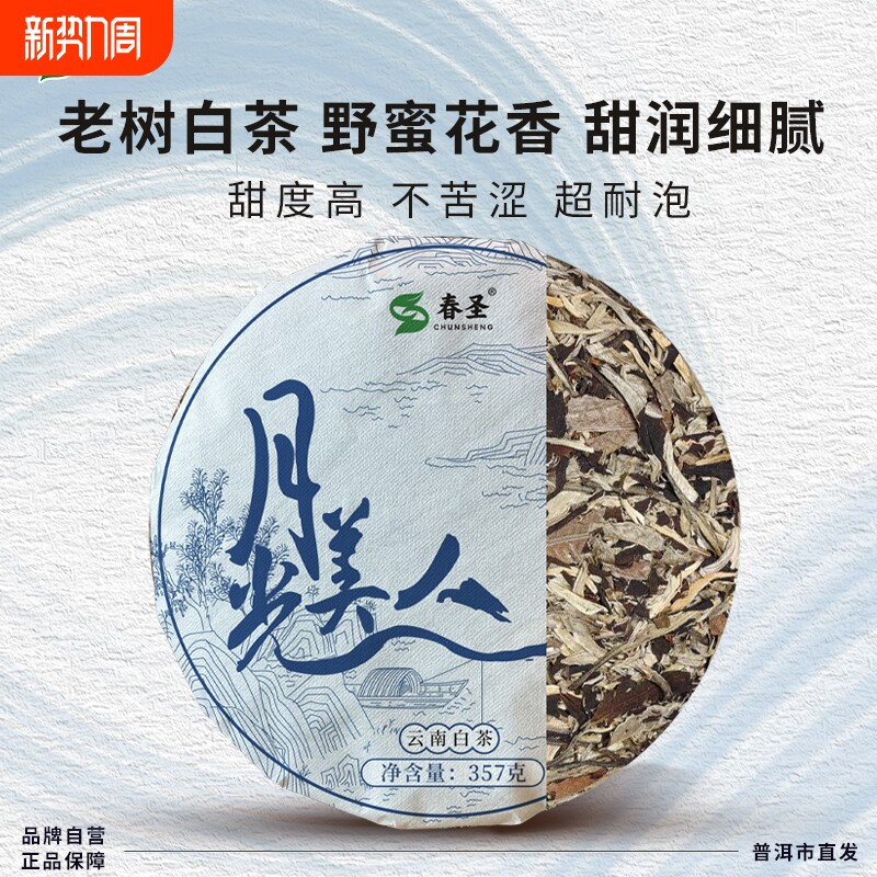 云南普洱秧塔老树大白茶景谷月光白月光美人头春老茶叶白牡丹芽头