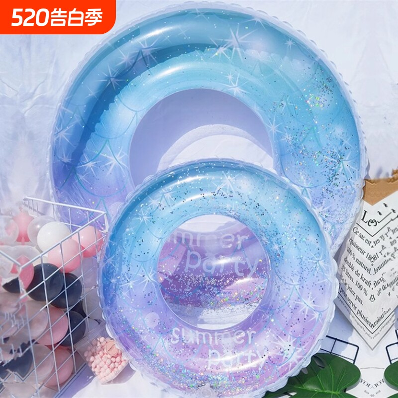 儿童游泳圈加厚腋下圈网红美人鱼充气浮圈成人大人男女胖子救生圈