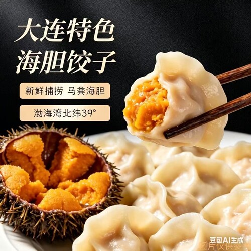 海胆饺子250g盒大连海鲜水饺方便速食早餐饺冷冻速冻特色手工新鲜